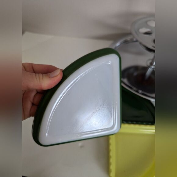 Hazel Atlas Vintage MCM Lazy Susan Relish Tray – Avocado & Lemon – Retro Party - Picture 9 of 10